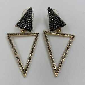 Black and Gold Triangle Earrings